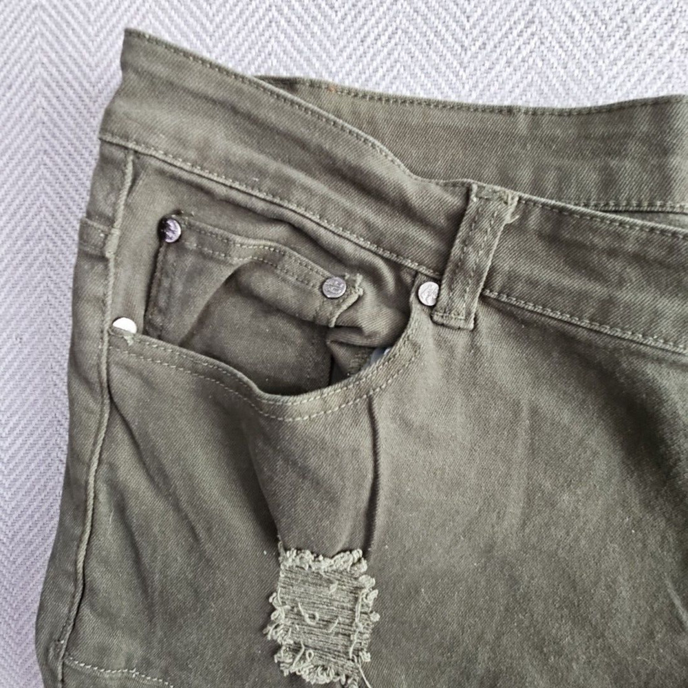 Blind Trust Jeans Men's 42x32 Green Stretch Denim Distressed Streetwear Lined - Picture 8 of 16